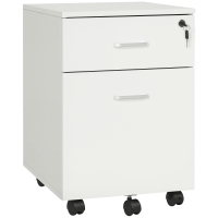 Vinsetto Cajonera de Oficina con Ruedas Mueble Archivador con 2 Cajones para Documentos en Tamaño A4 Cerradura 40x49x58 cm Blanco