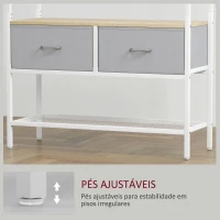 HOMCOM Móvel Cabide de Entrada com Banco Sapateira 8 Ganchos 2 Gavetas de Tecido Barra Prateleira 80x30x180,5 cm Branco e Madeira(m-8)
