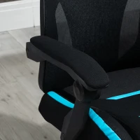 Vinsetto Sedia da Gaming con Supporto Lombare, Sedia Ufficio Ergonomica con Altezza Regolabile in Tessuto Nero e Blu, 65x65x119-129cm(m-10)