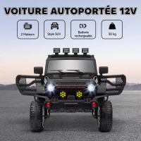 AIYAPLAY Voiture électrique enfants UTV avec télécommande 2,4G, 2 moteurs 12 V, musique, klaxon, lumières LED, 100x63x65cm, noir(m-4)