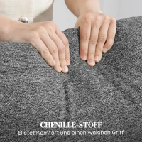 HOMCOM 2-Sitzer-Sofa, individuell verstellbare Rückenlehnen, Fußstütze, Stoffbezug, Stahl, Grau(m-5)