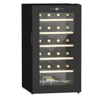HOMCOM Frigider pentru Vin pentru 24 de Sticle, Capacitate 65L, Control al Temperaturii și Rafturi Detasabile, Negru