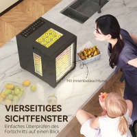 HOMCOM Dörrautomat Dörrgerät, 850 W, 40-70°C Temperaturregler, 48 Std. Timer, 12 Einlegefächer Edelstahl Schwarz(m-7)