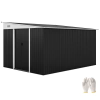 Outsunny 3.3 x 2.68m Corrugated Metal Shed - Black(m-10)