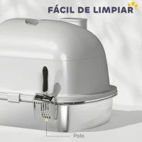 PawHut Arenero para Gatos de Acero Inoxidable con Cubierto Bolsa Desodorizante Pala Fácil de Limpiar 52,4x41,3x39,9 cm Gris(m-6)