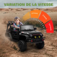 AIYAPLAY Voiture électrique enfants UTV avec télécommande 2,4G, 2 moteurs 12 V, musique, klaxon, lumières LED, 100x63x65cm, noir(m-6)