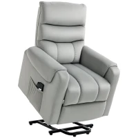 HOMCOM Sillón de Masaje Relax Sillón Levantapersonas con Reclinación Eléctrica hasta 135° Control Remoto y 8 Zonas de Masaje Tapizado en Terciopelo y Acolchado 79x97x103 cm Gris(m-10)