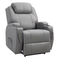 HOMCOM Fauteuil de Massage Inclinable, Chaise de Relaxation avec dossier et repose-pied électrique réglables revêtement synthétique pour Salon, Chambre, Cinéma Maison Gris