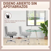 HOMCOM Silla de Oficina sin Brazos con Altura Ajustable Función de Basculante Base Cruzada y Asiento Amplio Gris(m-7)