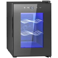 HOMCOM Nevera Vinos 6 Botellas 17L con Luz LED Interior Pantalla Táctil y Temperatura Regulable Negro(m-1)