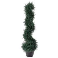 Outsunny Planta Artificial Decorativa de 90 cm con Maceta Árbol de Cedro con Poda Topiaria en Espiral de 650 Hojas Verde Oscuro(m-10)