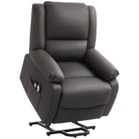 HOMCOM Poltrona Relax Alzapersona Reclinabile a 155° con 8 Punti Massaggio e Riscaldamento, Marrone(m-1)