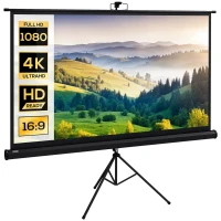 HOMCOM Faltbare Projektorleinwand 84" 16:9 mit Verstellbarem Ständer, 200x8x118 cm, Schwarz(m-5)