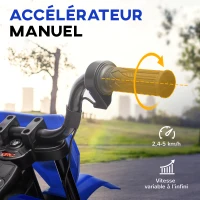 AIYAPLAY Moto électrique pour enfant moto cross pour enfants de 3 à 6 ans 2 moteurs 12V vitesse max. 5 km/h 107x56x70cm bleu(m-4)