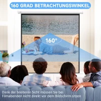 HOMCOM Beamer-Leinwand, 1:1 Format, Fernbedienung, 172 x 172 cm (96 Zoll), Weiß(m-5)