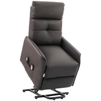 HOMCOM Fotoliu Rabatabil cu Ridicare Electrică, Scaun cu Masaj prin Vibrații și Căldură, cu Telecomandă și Buzunar, 67x89x102 cm, Maro(m-1)