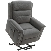 HOMCOM Fauteuil releveur électrique 2 moteurs, fauteuil de relaxation avec dossier inclinable et repose-pied, position allongée jusqu'à 180 ° - tissu polyester aspect lin gris(m-1)