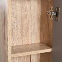HOMCOM Armário de banheiro com espelho montado na parede com 1 porta e prateleira ajustável Estilo moderno 57x14,2x49,2 cm Carvalho e cinza(m-11)