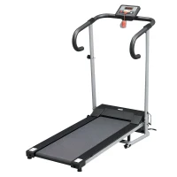 HOMCOM Tapis Roulant Pieghevole con Inclinazione, Tapis Roulant Elettrico Portatile con Schermo LCD, Velocità 1-10 km/h, Ruote, Impugnatura, per Home, Casa e Ufficio, Nero(m-1)