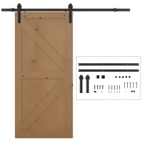 HOMCOM Herraje Puerta Corredera 200 cm Kit de Riel Adecuado para 1 Puerta Granja de Madera de 100 cm de Ancho Acero de Carbono Carga Máx. 90 kg(m-10)