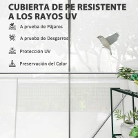 Outsunny Invernadero de Túnel 6x3x2 m con 6 Ventanas de Malla Cubierta de PE Anti-UV y 3 Puertas Enrollables Blanco(m-6)