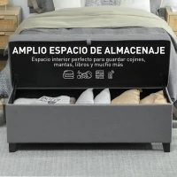 HOMCOM Banco de Almacenaje con 2 Bisagras de Seguridad Tapa Abatible para Dormitorio Salón 120x40x48 cm Gris Oscuro(m-4)