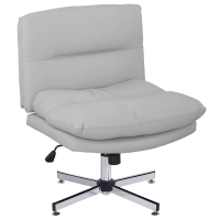 HOMCOM Silla de Oficina sin Brazos con Altura Ajustable Función de Basculante Base Cruzada y Asiento Amplio Gris