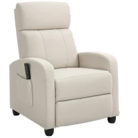 HOMCOM Sillón de Masaje Reclinable con Mando a Distancia Bolsillo Lateral y Temporizador Tapizado en PU 68x88x98 cm Crema(m-10)