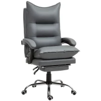 Vinsetto Ergonomischer Bürostuhl, verstellbare Sitzhöhe, neigbare Rückenlehne, Kunstleder, Dunkelgrau(m-10)