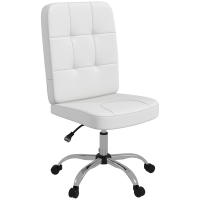 Vinsetto Silla de Oficina sin Brazos Silla de Escritorio Giratorio de Piel Sintética con Altura Ajustable 45x59x90-100 cm Blanco