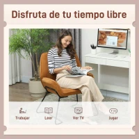 HOMCOM Butaca de Salón con Asiento Ancho y Acolchado Tapizado en Terciopelo Patas de Metal Sillón para Salón Marrón(m-6)