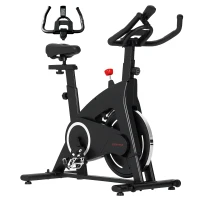 SPORTNOW Bicicleta Estática de Interior con Volante de Inercia de 15 kg Monitor LED con Pulsómetro Manillar y Asiento Ajustables(m-10)