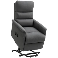 HOMCOM Poltrona Alzapersona Elettrica con 8 Punti Vibranti, 4 Modalità di Massaggio e Riscaldamento, Grigio(m-1)