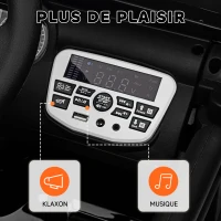 AIYAPLAY Auto elettrica per bambini UTV con telecomando 2,4G, 2 motori da 12V, musica, clacson, luci LED, 100x63x65cm, nero(m-3)