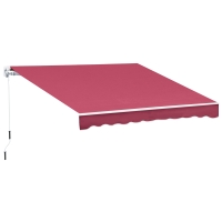 Outsunny Toldo Manual 395x245 cm con Manivela Toldo Balcón Patio Terraza de Aluminio y Tejido Poliéster 280 g/m² Anti-UV Rojo