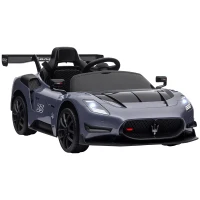 AIYAPLAY Carro Elétrico para Crianças Carro Maserati GT2 12V  com Controlo Remoto Faróis LED Buzina E Música  115x60x45 cm Cinza(m-10)