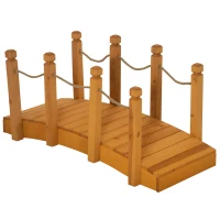 Outsunny Pont de Jardin - Pont de Bassin - passerelle en Bois avec Balustrade - Décoration du Jardin - dim. 121L x 57,5l x 59H cm - Bois de Sapin pré-huilé(m-1)
