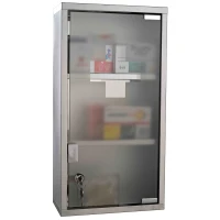 HOMCOM Armário de Medicamentos Armário de Primeiros Socorros de Aço Inoxidável com 3 Prateleiras e Fechadura 25x12x48 cm Prata(m-10)