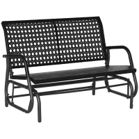 Outsunny Mecedora de Ratán de 2 Plazas Banco Balancín de Jardín con Balanceo Ergonómico y Marco de Metal para Terraza Balcón Exterior Patio Hotel Carga 220 kg 120x70x84 cm Negro(m-10)