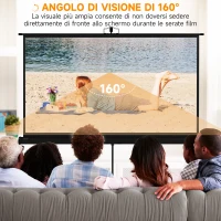 HOMCOM Telo Proiettore Pieghevole da 84" Formato 16:9 con Treppiede Regolabile, 200x8x118 cm, Nero(m-4)