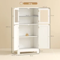 kleankin Mobiletto Bagno con due Armadietti, Ante in Vetro e Ripiano Regolabile, 60x30x108.5 cm, Bianco(m-3)