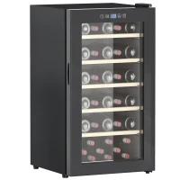 HOMCOM Cantinetta Vino Frigo per 41 Bottiglie, Capacità 91L, Controllo Temperatura e Ripiani in Legno, Nero(m-1)