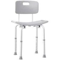 HOMCOM Taburete de Ducha Silla para Ducha con Respaldo Antideslizante Altura Regulable en 8 Niveles Carga 136 kg(m-10)