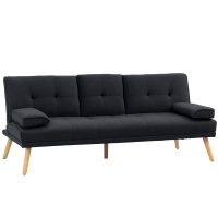 HOMCOM Canapé 3 Places Convertible Scandinave Dossier Réglable Gris