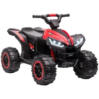 HOMCOM Quad Elettrico per Bambini 12V, 2 Velocità, Ruote Larghe con Clacson e Fari LED, Età 3-5 Anni, Rosso(m-11)