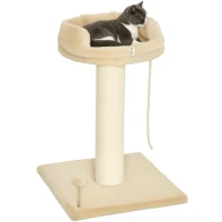 PawHut Arbre à chat grattoir design jeu boule et cordelette suspendue+ plateforme peluche - 55 x 55 x 83 cm - sisal beige(m-1)