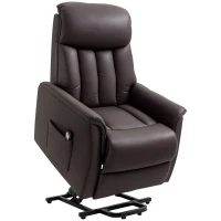 HOMCOM Fauteuil électrique releveur fauteuil relax avec repose-pieds dossier inclinable télécommande poche latérale marron(m-10)