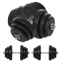 HOMCOM Kurzhantel-Set 40 kg, 2 Metallgriffe, 12 Hantelscheiben, bodenschonend, schwarz(m-1)