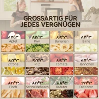 HOMCOM Dehydrator, 850 W, 40-70°C regulacja temperatury, 48 godz. timer, 12 półek ze stali nierdzewnej, czarny(m-8)