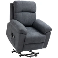 HOMCOM Fauteuil releveur électrique fauteuil massant inclinable avec repose-pied télécommande revêtement synthétique tissu gris(m-11)